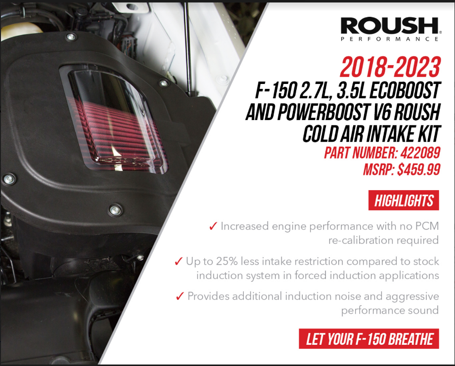 2018-2023 F-150 2.7L, 3.5L Ecoboost and Powerboost V6 Roush Cold Air Intake Kit