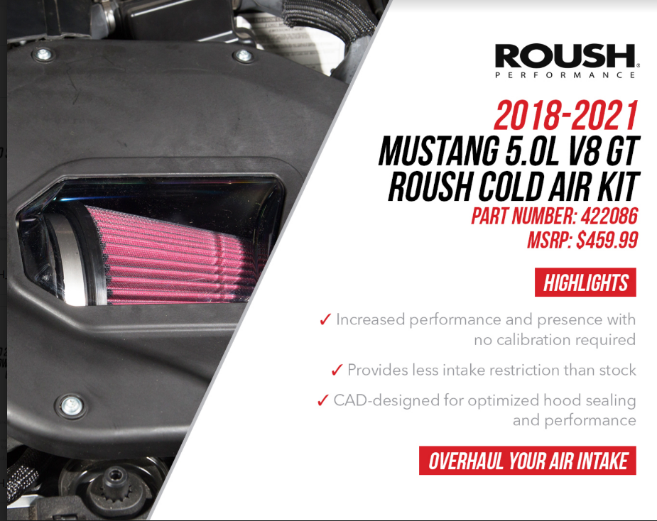 2018-2021 Mustang 5.0L V8 Gt Roush Cold Air Kit