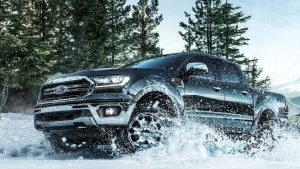 Black 2019 Ford Ranger in snow