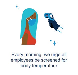 Every morning, we urge all employees be screened for body temperature